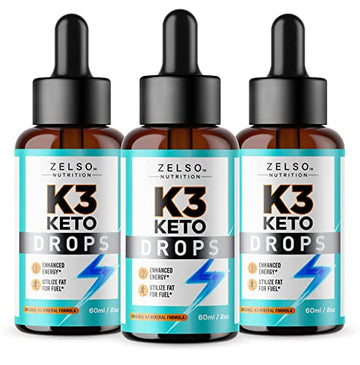 (3 Pack) K3 Keto Drops for Weight Loss - Fat Burner & Metabolism Booster | Advanced Keto ZELSO uk supplements