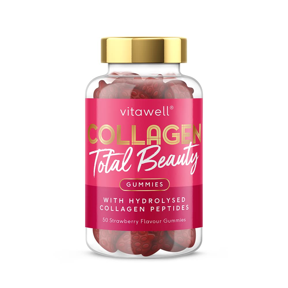 Vitawell Collagen Total Beauty Gummies | 50 Strawberry Flavour Gummies Vitawell uk supplements