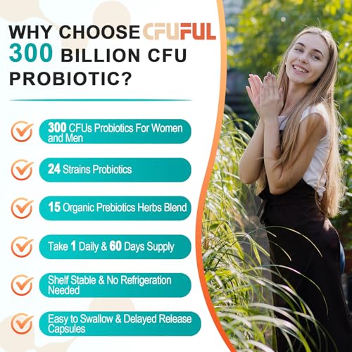 Probiotics for Women & Men - 300 Billion CFU & 24 Strains Probiotic with 15 Organic Herbs Cfuful uk supplements