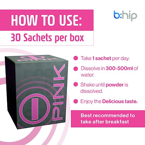 Energy Drink Powder, bHIP Pink for Women 30 Drink Mix Packets. Energy Supplements b:hip uk supplements