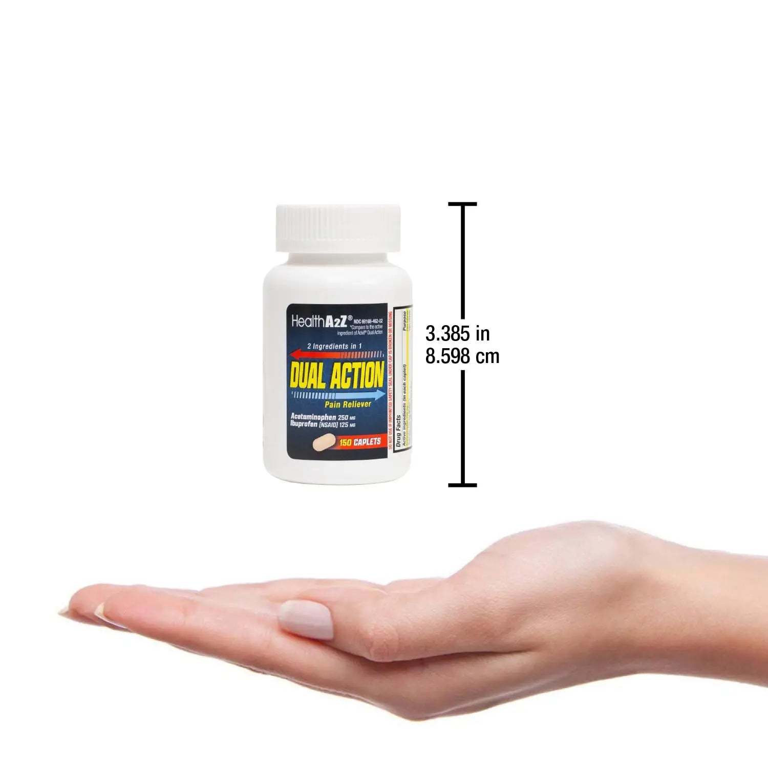 HealthA2Z® Dual Action Pain Relief | Acetaminophen 250mg & Ibuprofen (NSAID) 125mg | Contains Two Medicines | Relief from Headache, Fever & Backache (150 Caplets) HealthA2Z uk supplements