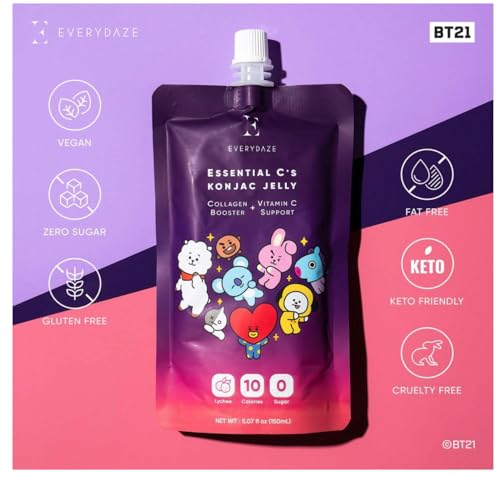 EVERYDAZE BT21 Essential C’s Collagen + Vitamin C Konjac Jelly | Vegan, 10 Calories E EVERYDAZE uk supplements