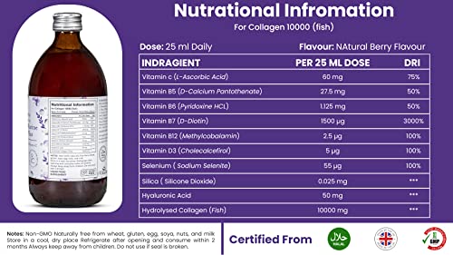 Diamond Elixir Marine Liquid Collagen Type 1 & 3 Hydrolysed Collagen Peptides 10000mg VitaZam uk supplements