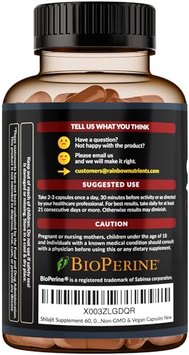 Pure Himalayan Shilajit Capsules Supplement (60,000mg+ Absorption Enhancer+50% Rainbow Nutrients, LLC uk supplements