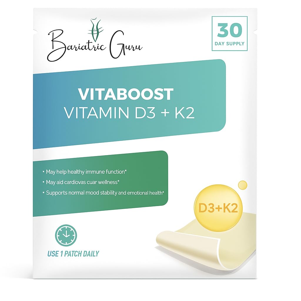 Bariatric Guru VitaBoost Supplement Patch — Vitamin D3, K2, Magnesium & Calcium Citrate Transdermal Topical Patch for Bone, Muscle & Immune Support — 30 Patches Bariatric Guru uk supplements