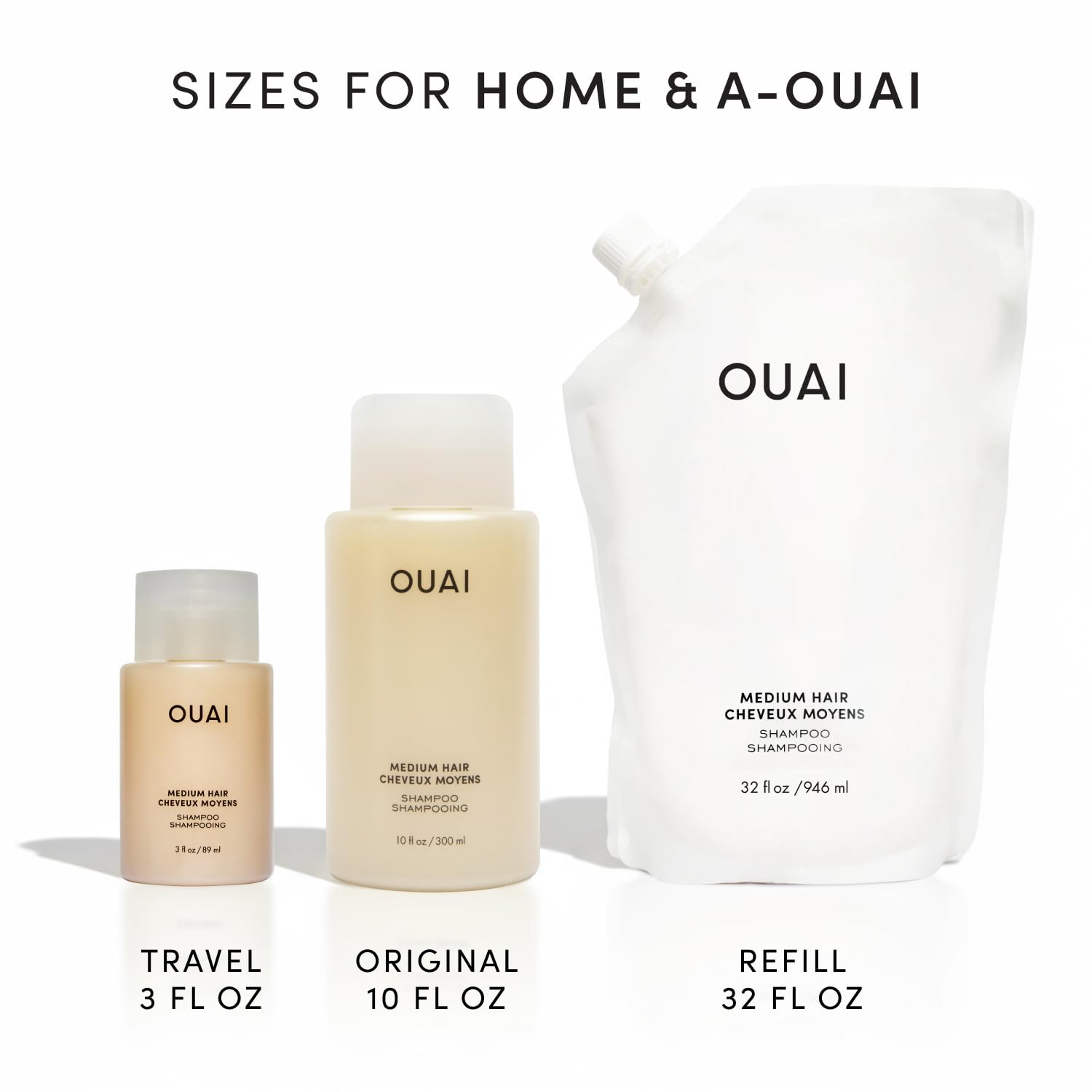 OUAI Medium Shampoo Refill - Hydrating Shampoo with Coconut Oil, Babassu, Kumquat Extract and Keratin - Strengthens, Nourishes and Adds Shine - Paraben, Phthalate and Sulfate Free Hair Care (32 Fl Oz) OUAI uk supplements