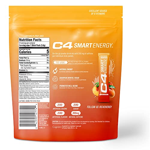 C4 Smart Energy Powder Stick Packs - Sugar Free Performance Fuel & Nootropic Brain Cellucor uk supplements