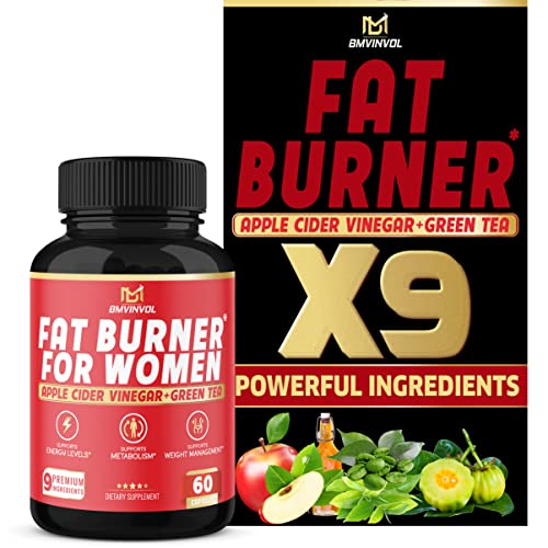 Fat Burner for Women, 9-in-1 Powerful Blend of Apple Cider Vinegar, Green Tea, Garcinia Cambogia BMVINVOL uk supplements