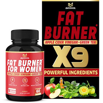 Fat Burner for Women, 9-in-1 Powerful Blend of Apple Cider Vinegar, Green Tea, Garcinia Cambogia BMVINVOL uk supplements
