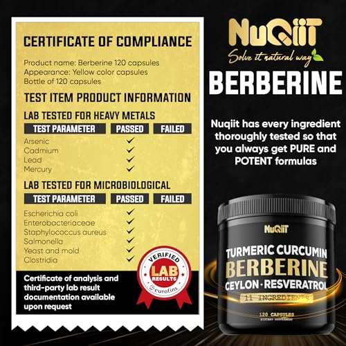 Berberine Supplement 14000mg Turmeric Curcumin 4500mg Trans-Resveratrol 4500mg Nuqiit uk supplements