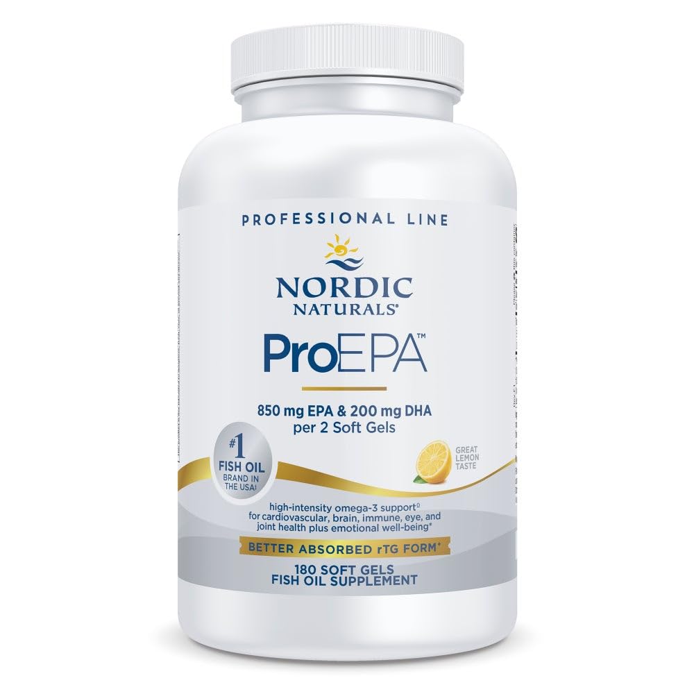 Nordic Naturals ProEPA, Lemon - 180 Soft Gels - 1210 mg Omega-3 - High-Intensity EPA Formula for Healthy Mood, Heart Health & Cellular Function - Non-GMO - 90 Servings Nordic Naturals uk supplements