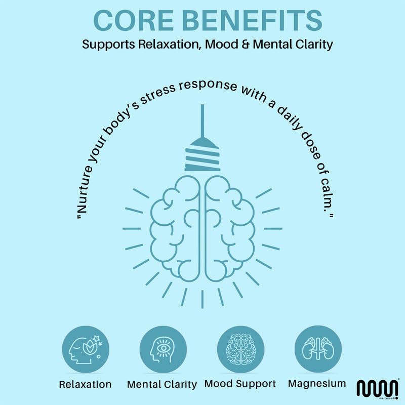 mastermedi Cortisol Supplements for Women and Men Support with Magnesium, Ashwagandha, Lion’s Mane & GABA – Adaptogenic Stress Relief & Mood Support – Non-GMO, No Fillers, Gluten-Free mastermedi uk supplements