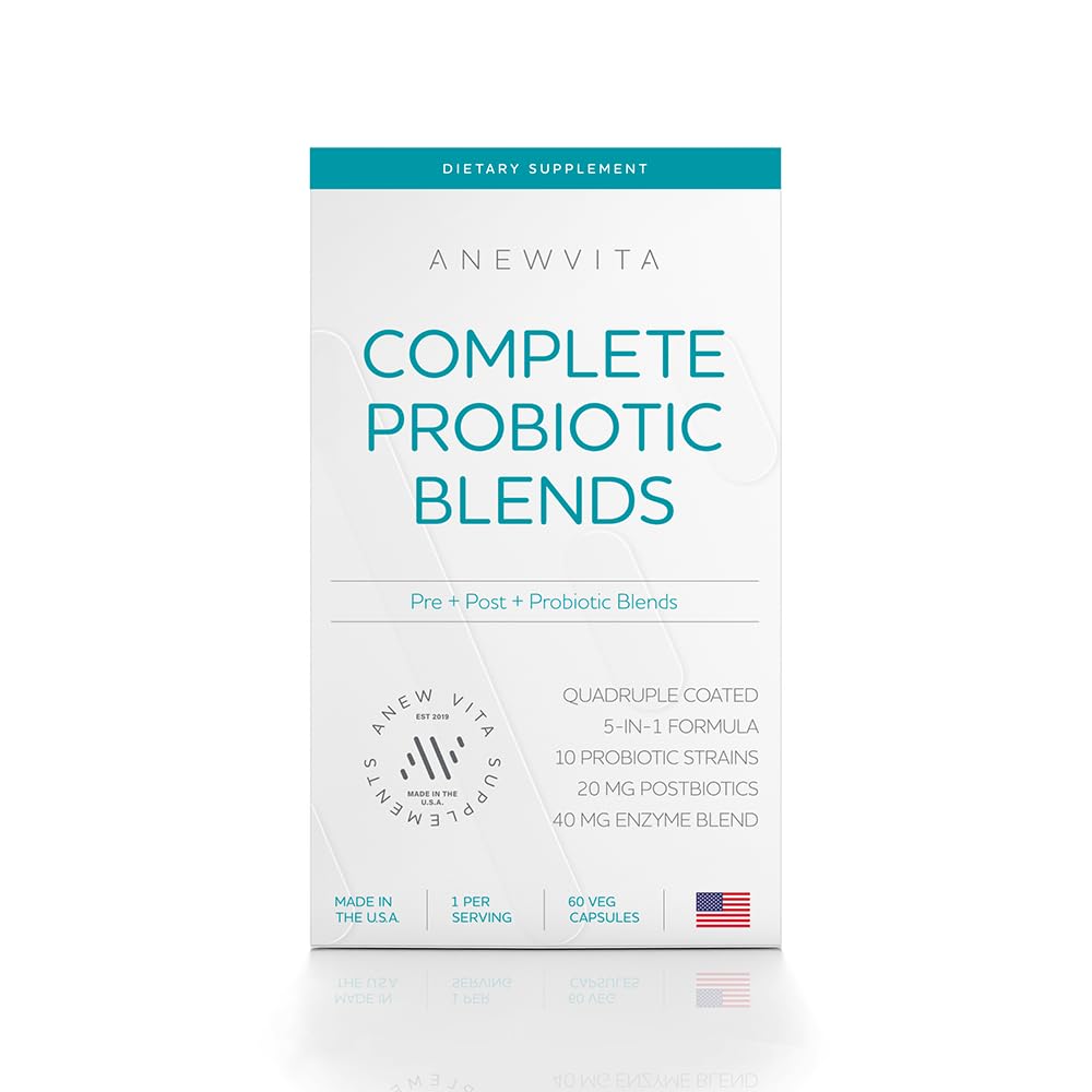 Complete Probiotic Blend: 5-in-1 Digestive Enzymes, Zinc, Postbiotic, Prebiotics and Probiotics for Women & Men, Provitalize for Women Digestive & Gut Health | 10 Strains 20 Billion CFU, 60ct Softgels Anew Vita uk supplements