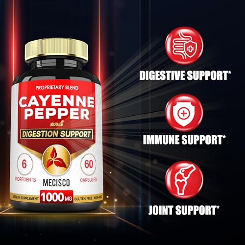 Mecisco 6in1 Cayenne Pepper Capsules Organic with Ginger Root, Beet Root, and Black Pepper Mecisco uk supplements
