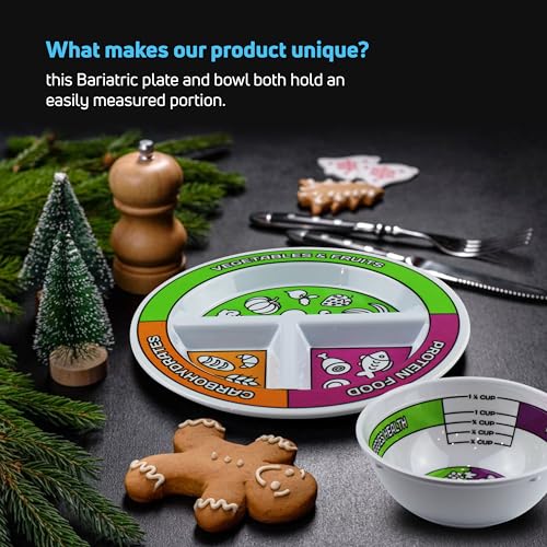 Portion Control Bariatric Plates and Bowls Set of 2 (4pcs Total) - Self-Measuring Plates HeroFiber uk supplements
