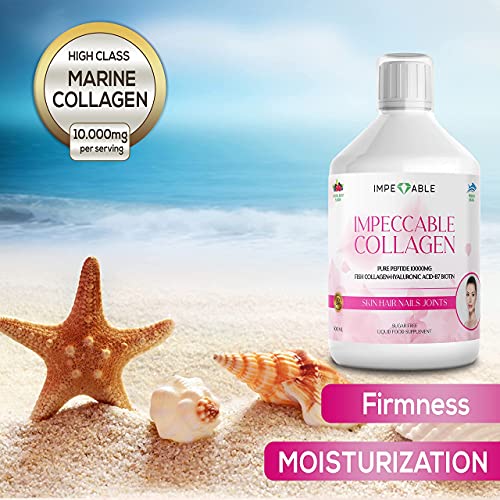 IMPECCABLE Collagen 10.000mg hydrolyzed Sugar Free Liquid Marine Collagen | Supplements for Women and Men Impeccable uk supplements