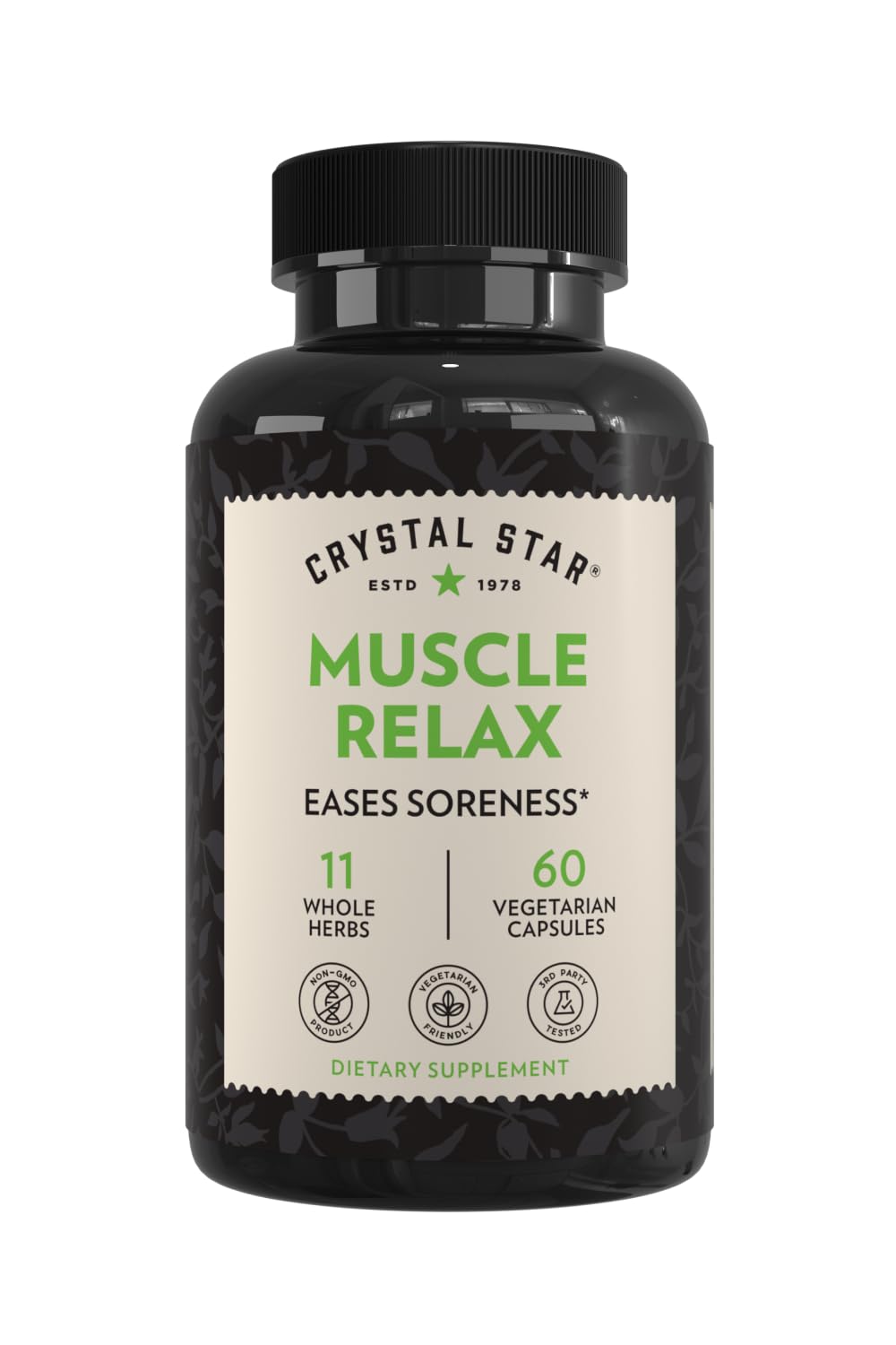 Crystal Star Muscle Relax (60 Capsules) – Herbal Relief from Sore Muscles, Cramps & Spasms – Valerian Root, Jamaica Dogwood & Cramp Bark - Non-GMO Crystal Star uk supplements