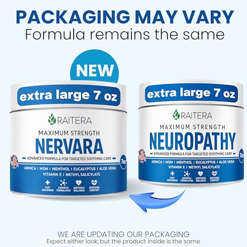 Raitera Neuropathy Cream – Extra Strength for Feet, Hands, Legs, Toes – Advanced Cooling Non-Greasy Fast Absorbing Formula - Natural Ingredients Frankincense, Arnica, Aloe Vera, Turmeric, MSM Raitera uk supplements