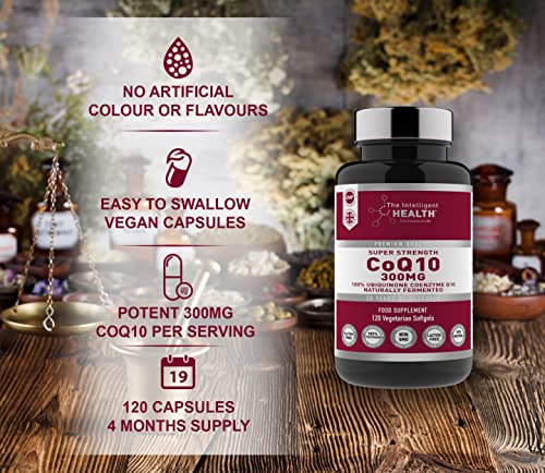 Ubiquinone Coenzyme Q10 300mg Softgel Capsules, 120 Super Strength Vegan Friendly The Intelligent Health uk supplements
