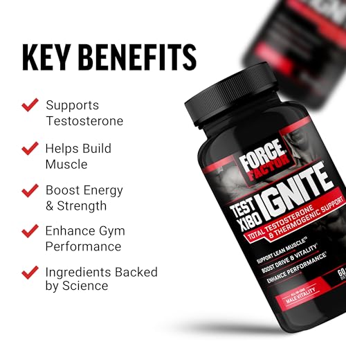 FORCE FACTOR Test X180 Ignite Testosterone Booster for Men, Testosterone Support Force Factor uk supplements