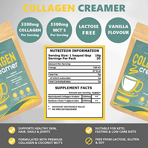 Collagen Coffee Creamer | Keto & Paleo | Premium Hydrolysed Collagen Peptides & Coconut MCT OZUNA NUTRITION uk supplements