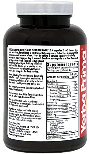 Yerba Prima Prebiotics Colon Care Fiber Caps, 180 Capsules - Five Forms of Fiber Plus FOS Yerba Prima uk supplements