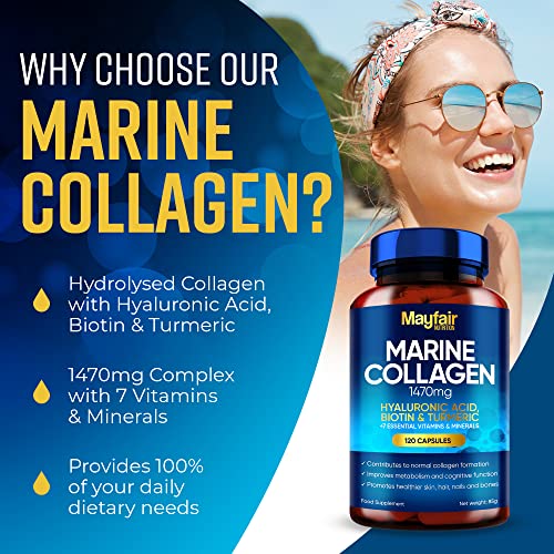 Mayfair Nutrition Marine Collagen 120 High Strength Capsules 1470mg Complex with Hyaluronic Acid Mayfair Nutrition uk supplements