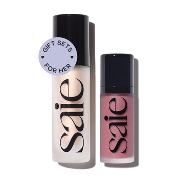 Saie Radiant Glow Duo - Dew Liquid Blush (Chilly, .40 oz) + Glowy Super Gel (Starglow, 1 oz) - Hydrating Cream Blush & Illuminating Primer for a Luminous, Natural Finish Saie uk supplements