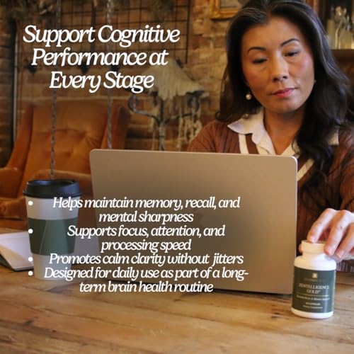 Zen Principle Zentelligence™ Gold Brain Supplement – Memory, Focus & Mental Clarity. Premium Cognitive Support for Adults 40+ with Magnesium, Vitamin D3, CoQ10, Vitamin B12 & L-Theanine. 60 Capsules Zen Principle uk supplements