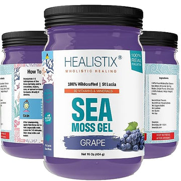Healistix Grape Irish Sea Moss Gel- St Lucia Wildcrafted Seamoss Gel, Packed HX HEALISTIX uk supplements