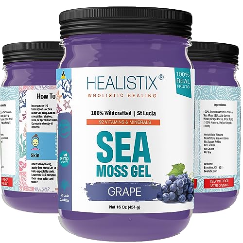 Healistix Grape Irish Sea Moss Gel- St Lucia Wildcrafted Seamoss Gel, Packed HX HEALISTIX uk supplements