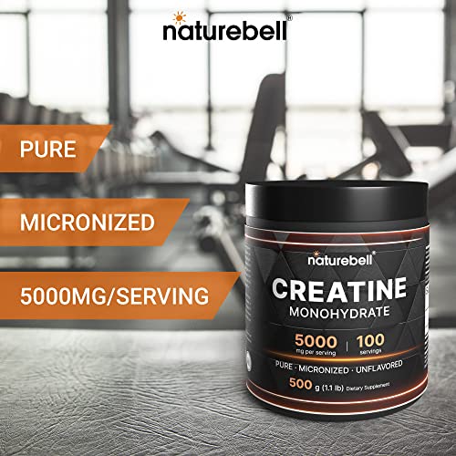 NatureBell Creatine Monohydrate Powder 500 Grams, 5000mg Per Serving NatureBell uk supplements
