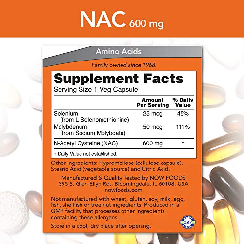 NOW Supplements, NAC (N-Acetyl Cysteine) 600 mg with Selenium & Molybdenum NOW uk supplements