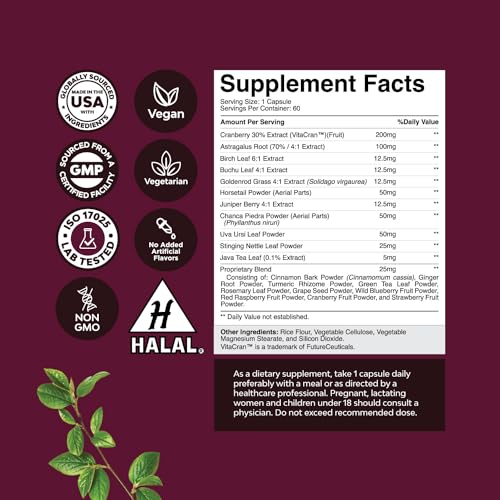Kidney Support Cranberry Pills for Women and Men - High Strength Kidney Cleanse Detox Natures Craft uk supplements
