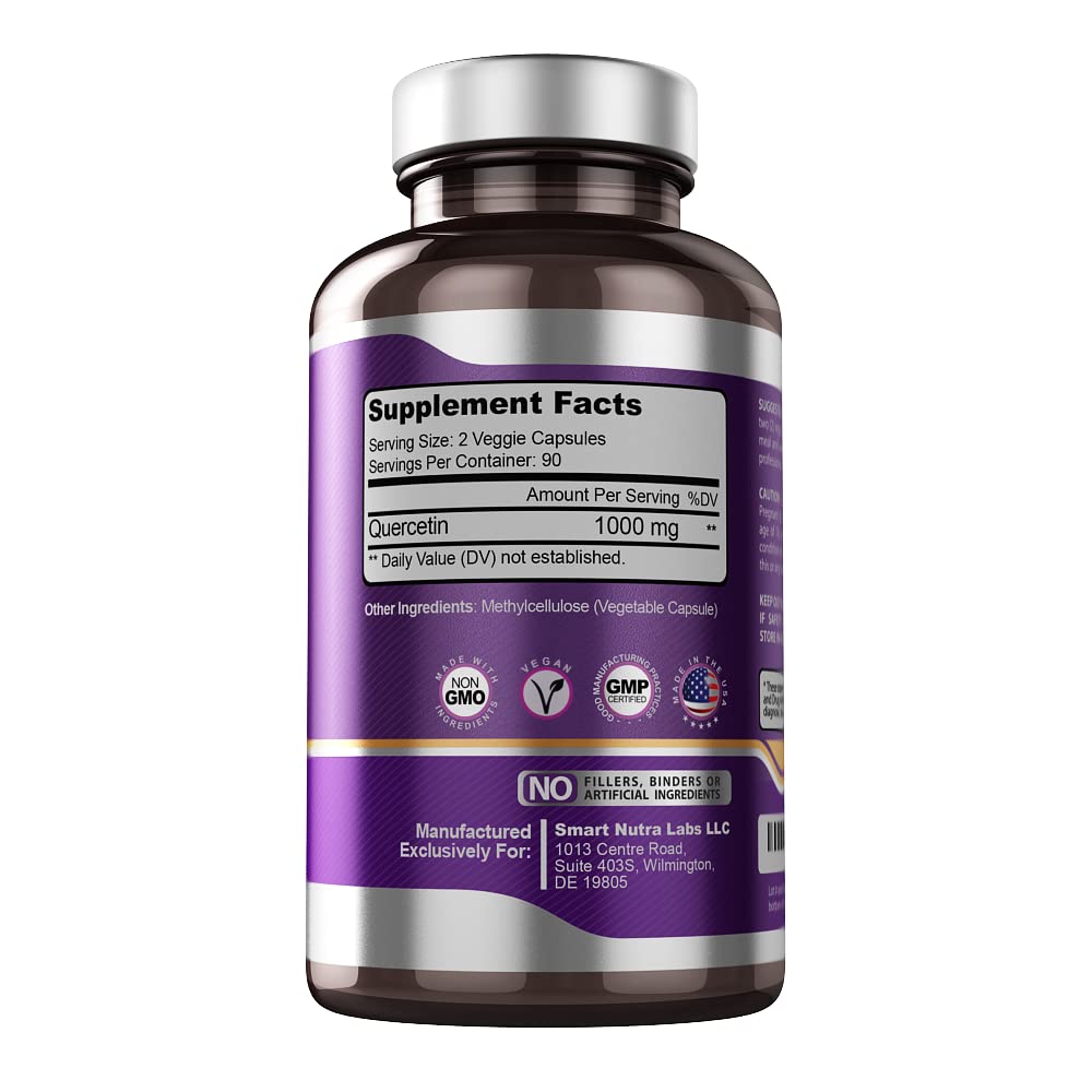 SMART NUTRA LABS Quercetin 1000mg- 180 Vegan Capsules SMART NUTRA LABS uk supplements