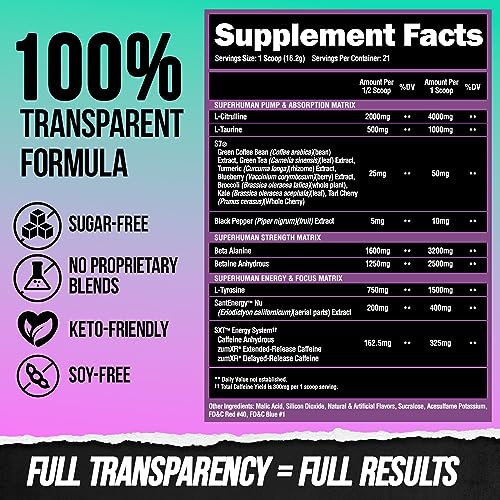 ALPHA LION Superhuman Pre Workout Powder, Beta Alanine, L-Taurine & Tri-Source ALPHA LION uk supplements
