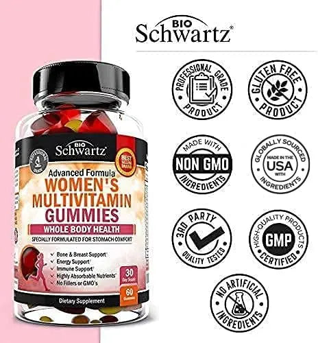 Women's Multivitamin Gummies with Vitamin A C B6 B12 D & E Vitamins for Immune Support - Gummy Multivitamin for Women BioSchwartz uk supplements
