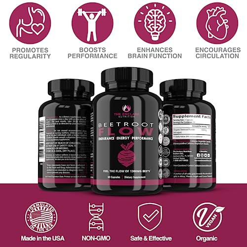 Beet Root Capsules Organic Beet Root Powder 1300mg | Natural Nitric Oxide Booster THE ENCLARE NUTRITION uk supplements