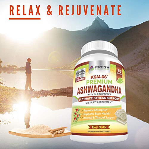 FRESH HEALTHCARE Ashwagandha Capsules KSM 66-1200mg Pure and Potent FRESH HEALTHCARE uk supplements