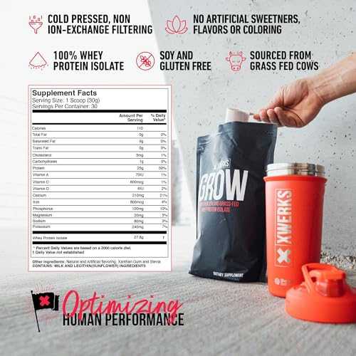 Xwerks Grow 100% New Zealand Grass-Fed Whey Protein - 25g of Pure Isolate Protein Xwerks uk supplements