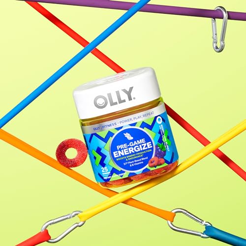 OLLY Pre-Game Energize Workout Gummy Rings, S7 Plant-Based Blend, B Vitamins, Berry OLLY uk supplements