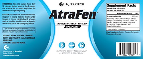 Atrafen Nutratech Powerful Fat Burner and Appetite Suppressant Diet Pill System Atrafen uk supplements