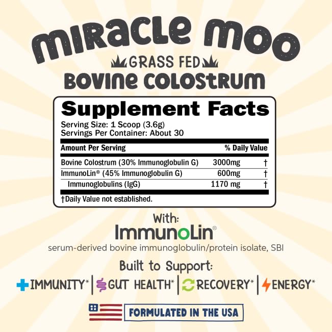 Colostrum Supplement for Gut Health, Hair Growth, Beauty and Immune Miracle Moo uk supplements