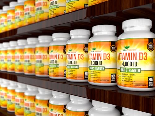 Vitamin D 4,000 IU Softgels, Maximum Strength Vitamin D3 Supplement, 365 Easy to Swallo Vita Premium uk supplements