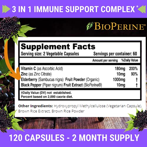 FRESH HEALTHCARE Elderberry Capsules - High Potency Black Elderberry with Zinc FRESH HEALTHCARE uk supplements