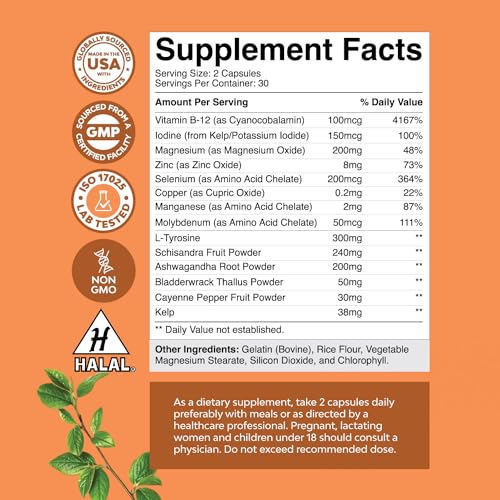 Pure Thyroid Support Supplement for Women - Thyroid Support for Weight Loss Mood Natures Craft uk supplements
