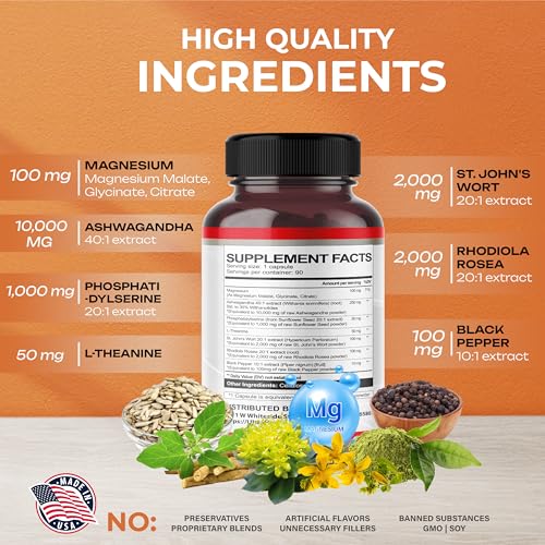 CORTISOL SHIELD 9 IN 1 - 15,250mg Magnesium + Ashwagandha with Phosphatidylserine ULTRA HERBS uk supplements