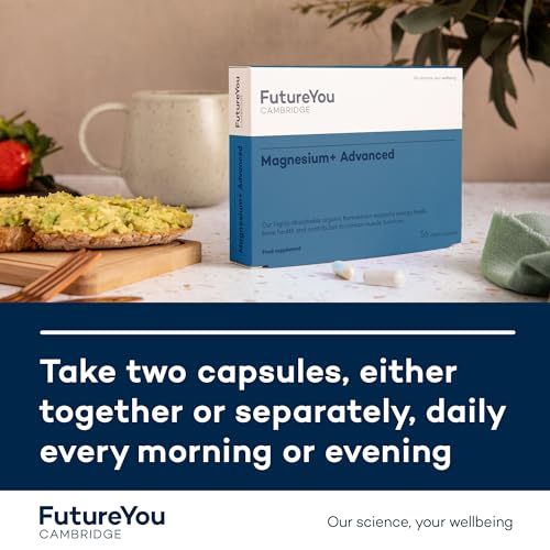 FutureYou Magnesium+ Advanced (28 Capsules). High Strength Magnesium Supplements for Women & Men FutureYou Cambridge uk supplements