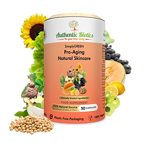 Vegan Collagen Boosting Natural Plant-based Skincare, Vitamins for Healthy Skin with Antioxidants Authentic Biotics uk supplements
