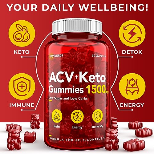 Keto ACV Gummies 1500 mg - Low Sugar Green Apple Flavor - Vegan ACV Keto Gummies SunVerde uk supplements